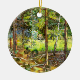 Kiefernwaldmalerei Aquarell Keramik Ornament