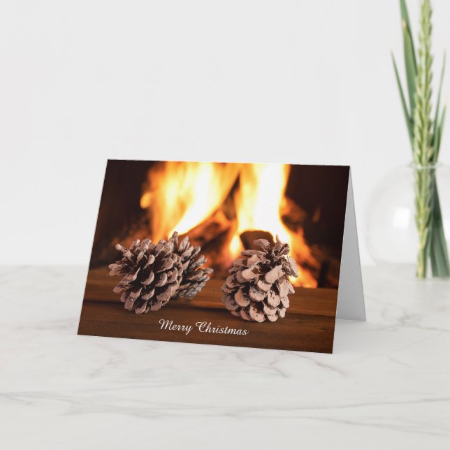 Kiefernzapfen am Kamin Karte (Vorderseite)