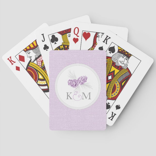 Kiefernzapfen lila Hochzeitkarten Spielkarten (Rückseite)
