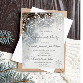 Kiefernzapfen, Schneeflocken Verlobung Einladung