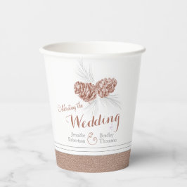 Kiefernzapfen zeichnend braune Winterhochzeit Pappbecher