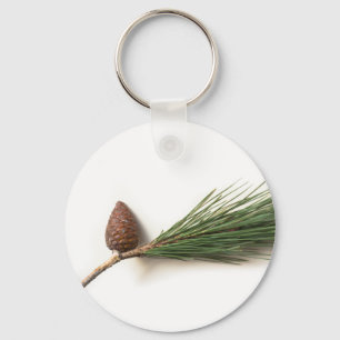Kiefernzweig mit Pinecone Schlüsselanhänger