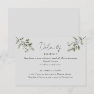 Kiefernzweig Winter Forest Wedding Details Begleitkarte