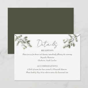 Kiefernzweig Winter Forest Wedding Details Begleitkarte