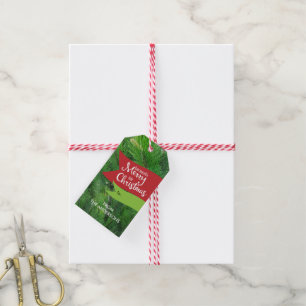 Kiefernzweige, fröhliches, kleines Weihnachtsfest- Geschenkanhänger