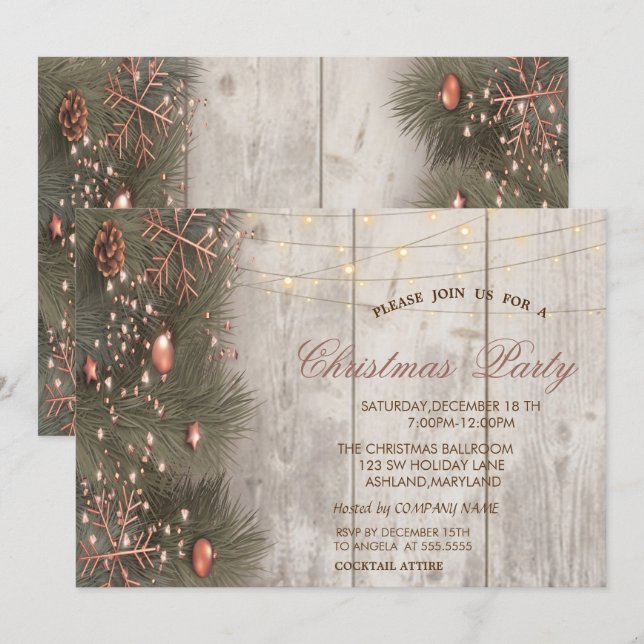 Kiefernzweige Ornamente Weihnachtsgebäck Party Einladung (Vorne/Hinten)