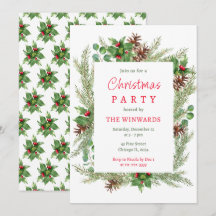 Kiefernzweige und Berries Weihnachtsfest-Party