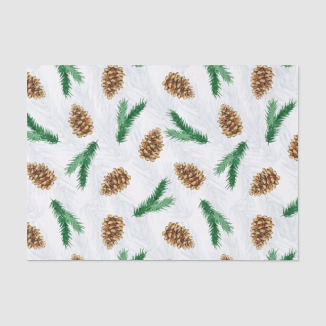 Kiefernzweige und Pinecones Weihnachten Seidenpapier (Vorderseite)