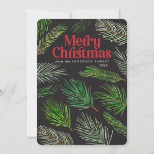 Kiefernzweigtypografie - Moderne WeihnachtsWeihnac Ankündigung