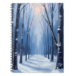 Kieferwald Winter Wald Wasserfarbenmalerei Notizblock