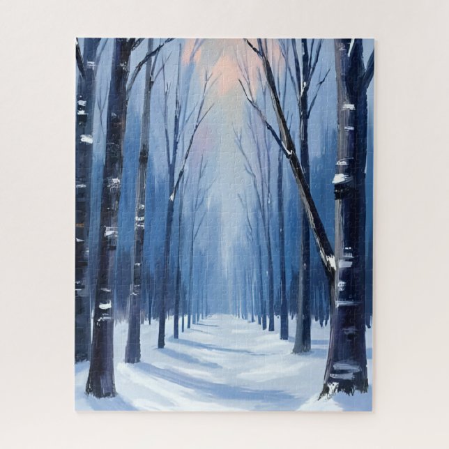 Kieferwald Winterwald Aquarellmalerei (Vertikal)