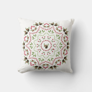Kieferzapfen und Beeren Mandala Weihnachts-Kissen Kissen