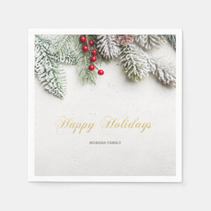 Kieferzweige Schnee Weihnachten Serviette
