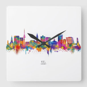Kiel Deutschland Skyline Quadratische Wanduhr