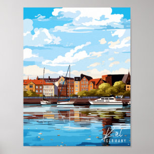 Kiel Deutschland vintage Reiseillustration Poster
