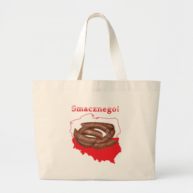 Kielbasa Smacznego polnische Karte Jumbo Stoffbeutel (Vorne)