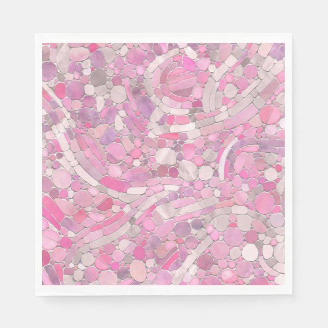 Kies Mosaik Kunst - Rosen Rosa Serviette (Vorderseite)