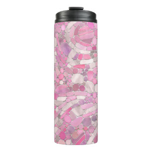 Kies Mosaik Kunst - Rosen Rosa Thermosbecher