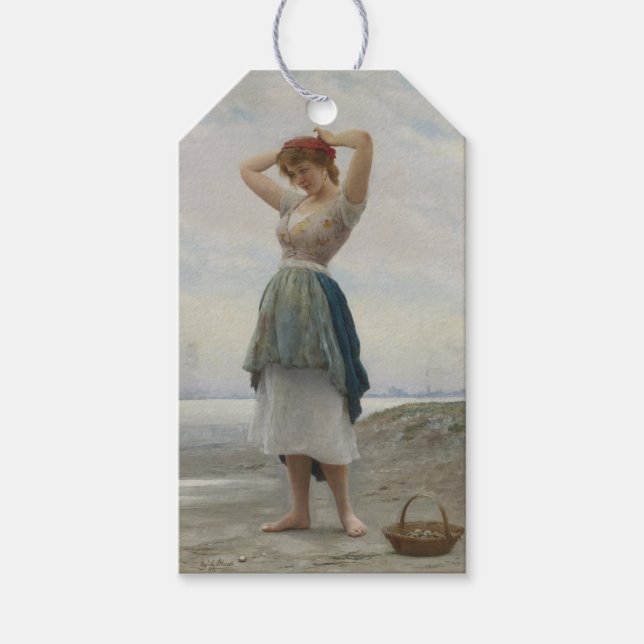Kies und Muscheln am Strand sammeln Geschenkanhänger (Vorderseite)