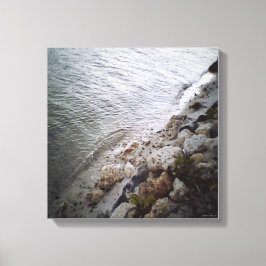 Kiesel am Strand - Blue Trimmine Ocean Leinwanddruck