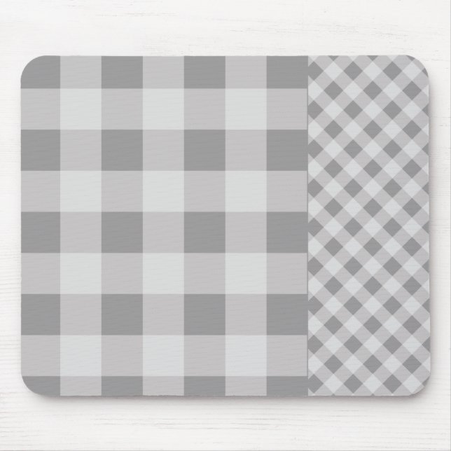 Kiesel-graues Ginghammuster Mousepad (Vorne)