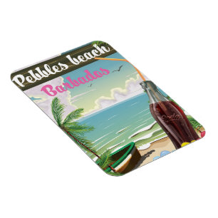 Kiesstrand Barbados Vintages Reiseplakat Magnet