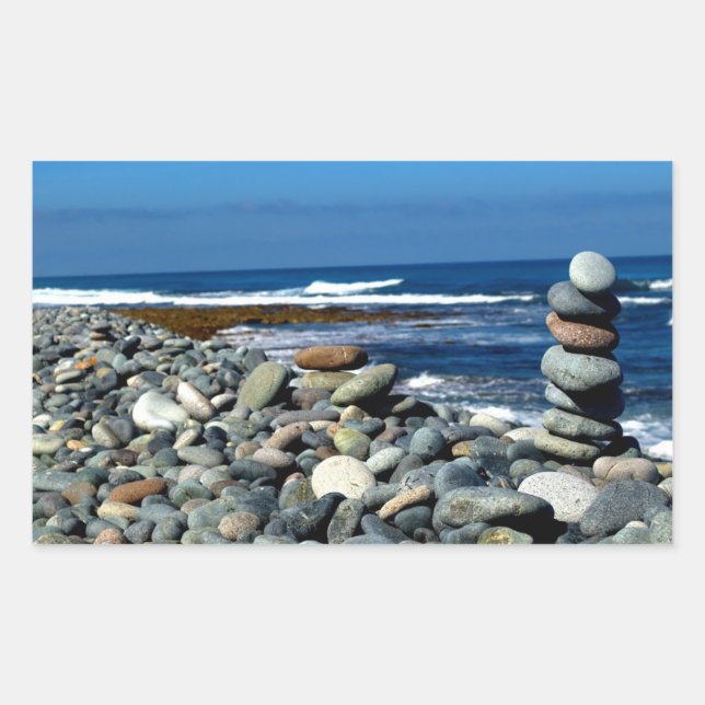 Kiesstrand Rechteckiger Aufkleber (Vorderseite)