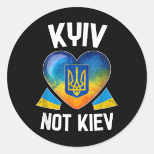 Kiew nicht Kiew _ Ukrainische Fahne Herzunterstütz Runder Aufkleber