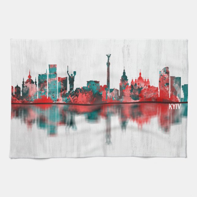 Kiew-Skyline Geschirrtuch (Horizontal)