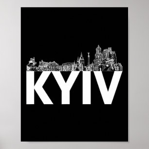 Kiew Ukraine Europa Stadt Skyline Silhouette Umris Poster