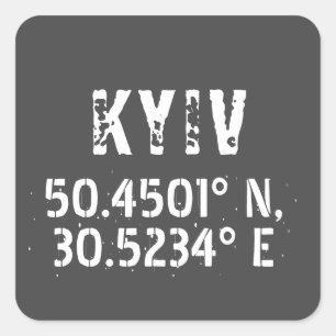 Kiew Ukraine Latitude & Longitude beunruhigt Quadratischer Aufkleber