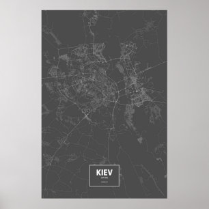 Kiew, Ukraine (weiß auf Schwarzem) Poster