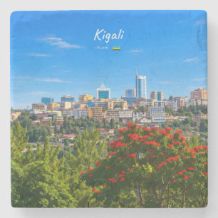 Kigali, Ruanda - Moderne Stadtsilhouette Steinuntersetzer