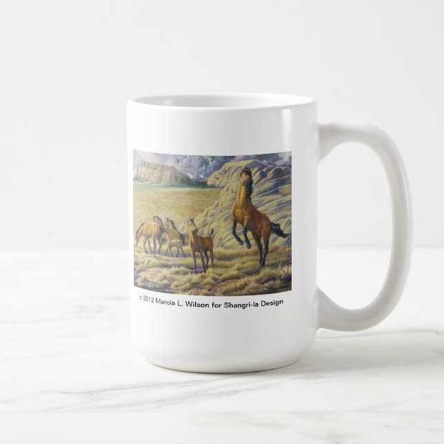 Kiger MustangStallion, der seine Herde verteidigt Kaffeetasse (Rechts)