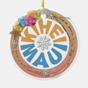 Kihei Maui Hawaii Hibiskus-Feiertagsverzierung Keramikornament
