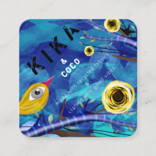 Kika und Coco gute Vibes himmlisches Blau 2020 Quadratische Visitenkarte