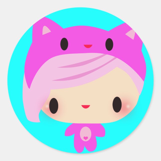 Kiki-Chan Runder Aufkleber (Vorderseite)