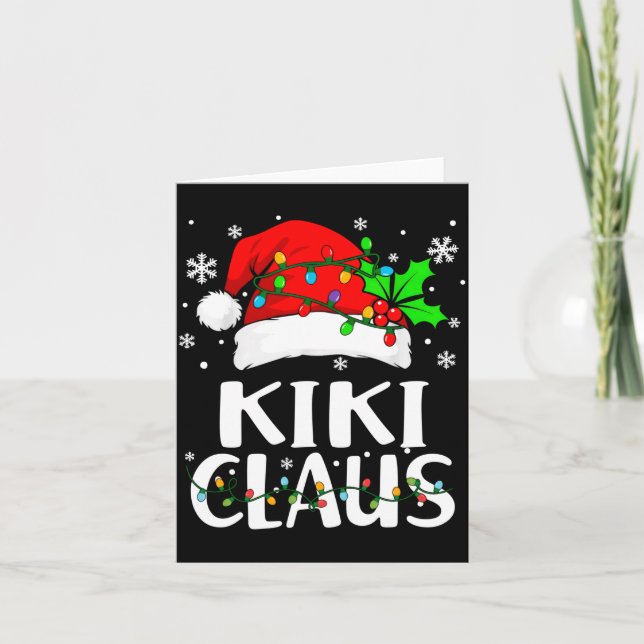 Kiki Claus Christmas Lights Pajama Family Matching Karte (Vorderseite)