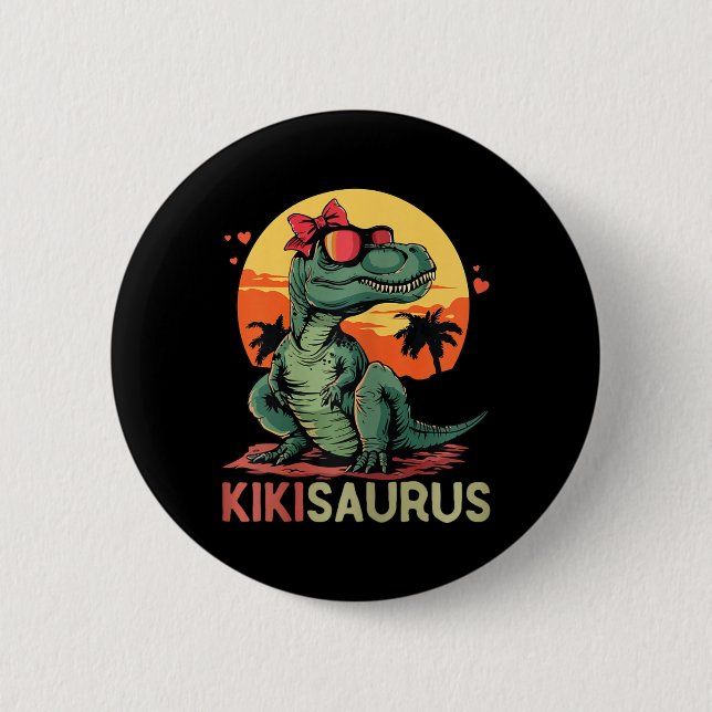 Kikisaurus Dino Dinosaur Kiki-saurus T-rex Mutter' Button (Vorderseite)