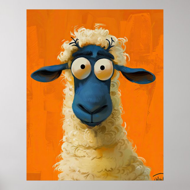 Kiko le mouton – Affiche d'art numérique fantaisis (Devant)