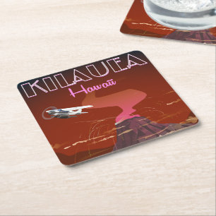 Kilauea Hawaii Flugreiseplakat Rechteckiger Pappuntersetzer
