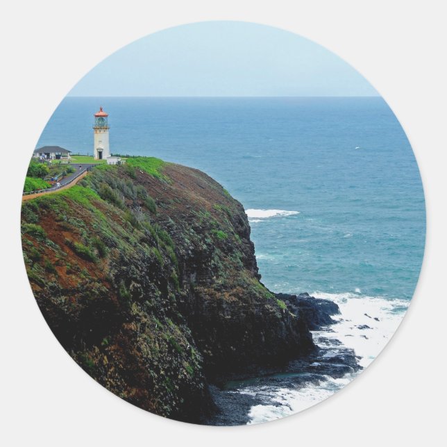 Kilauea Lighthouse Runder Aufkleber (Vorderseite)