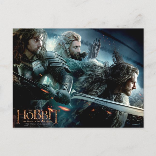 Kili, Fili, & THORIN OAKENSHIELD™ Charge To Battle Postkarte (Vorderseite)
