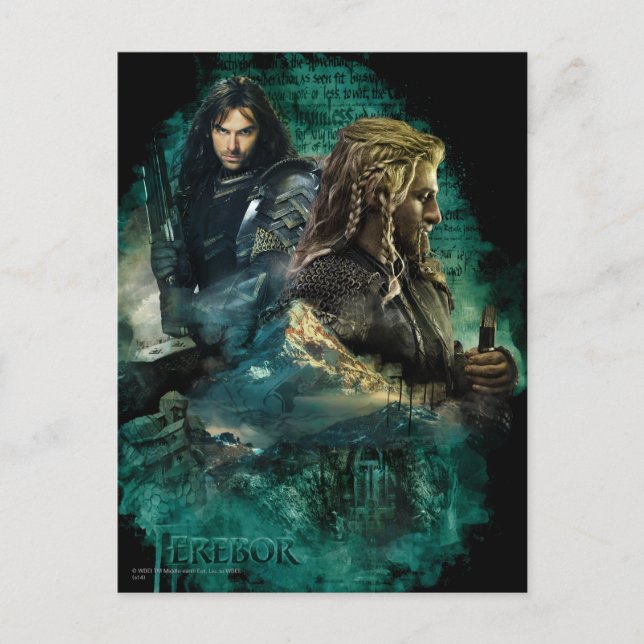 Kili & Fili über Erebor Postkarte (Vorderseite)