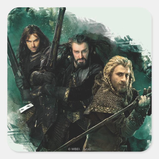 Kili, THORIN OAKENSHIELD™ u. Fili Grafik Quadratischer Aufkleber (Vorderseite)
