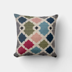 Kilim blanc Coussin avec Sophisti géométrique arab