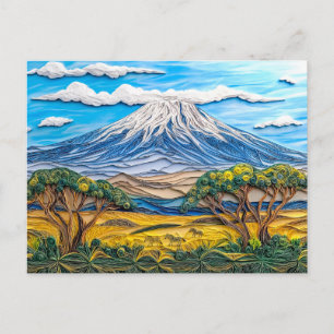 Kilimandscharo-Landschaft mit Zebrasavanne Postkarte