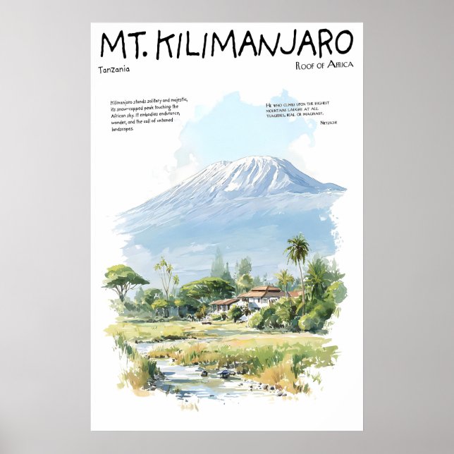 Kilimandscharo-Plakat Tansania Afrika Poster (Vorne)