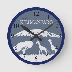 Kilimanjaro (blau) runde wanduhr