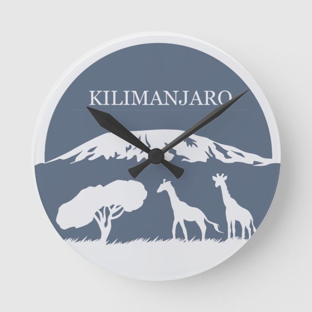 Kilimanjaro (blau) runde wanduhr (Vorderseite)